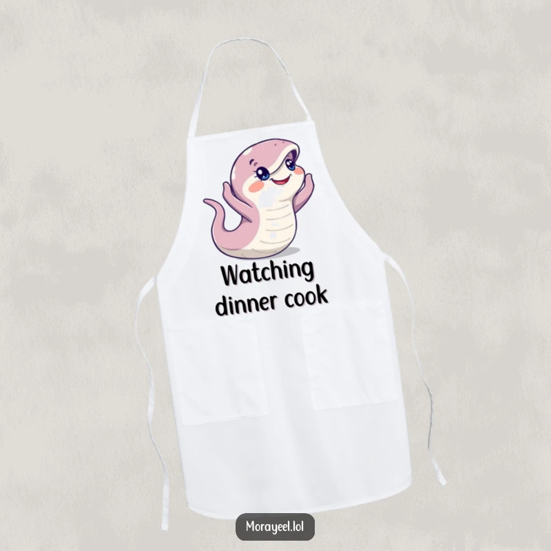 Funny Moray Eel Apron: An alert eel surveying its surroundings, designed for the witty chef, a practical and funny gift.