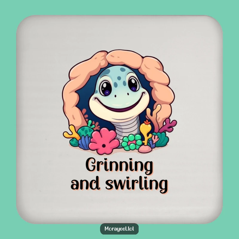 Funny Grinning Moray Eel Coaster: Reef Protection with Humor