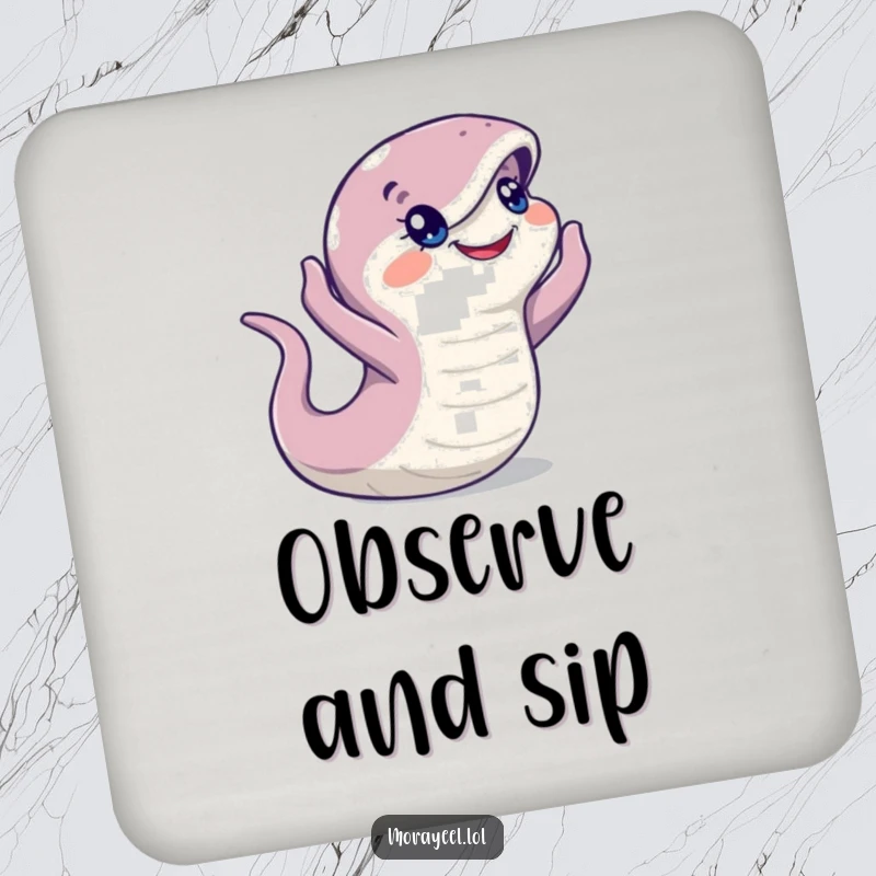 Funny Moray Eel Coasters: A set featuring a curious eel looking around, providing humorous protection for surfaces, a great funny gift.