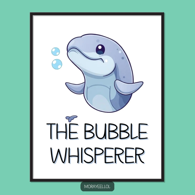 Funny Playful Moray Eel Bubble Poster: Whimsical Ocean Art Gift