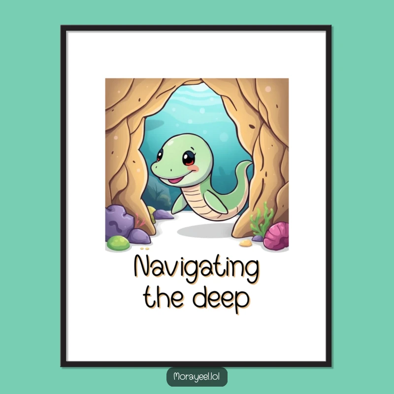 Funny Moray Eel Cave Poster - Playful Wiggle Ocean Art, Unique Funny Gift Decor