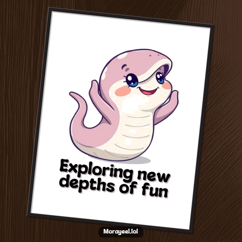 Funny Free Printable Wall Art: A happy moray eel character with its head held high, looking around curiously, a whimsical decor piece.