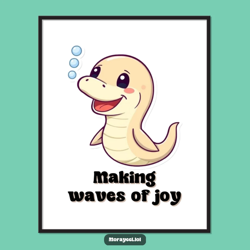 Free Printable Wall Art: Joyful Moray Eel's Bubble Blast - Funny Downloadable Decor