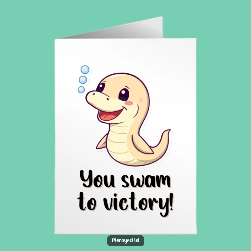 Free Printable Congrats Card: Moray Eel's Bubbly Celebration - Funny Achievement Download